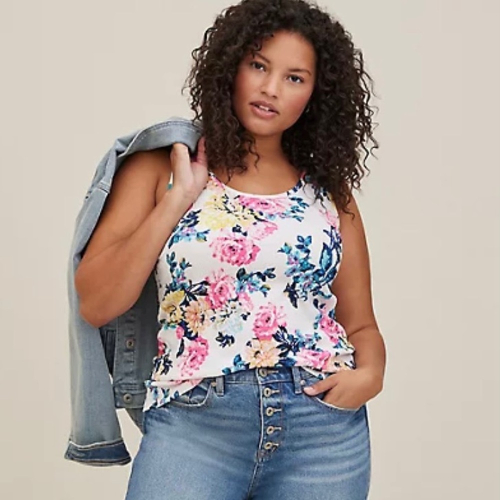 NEW! Torrid Floral Knit Smocked Scoop Neck Tank Size 6X